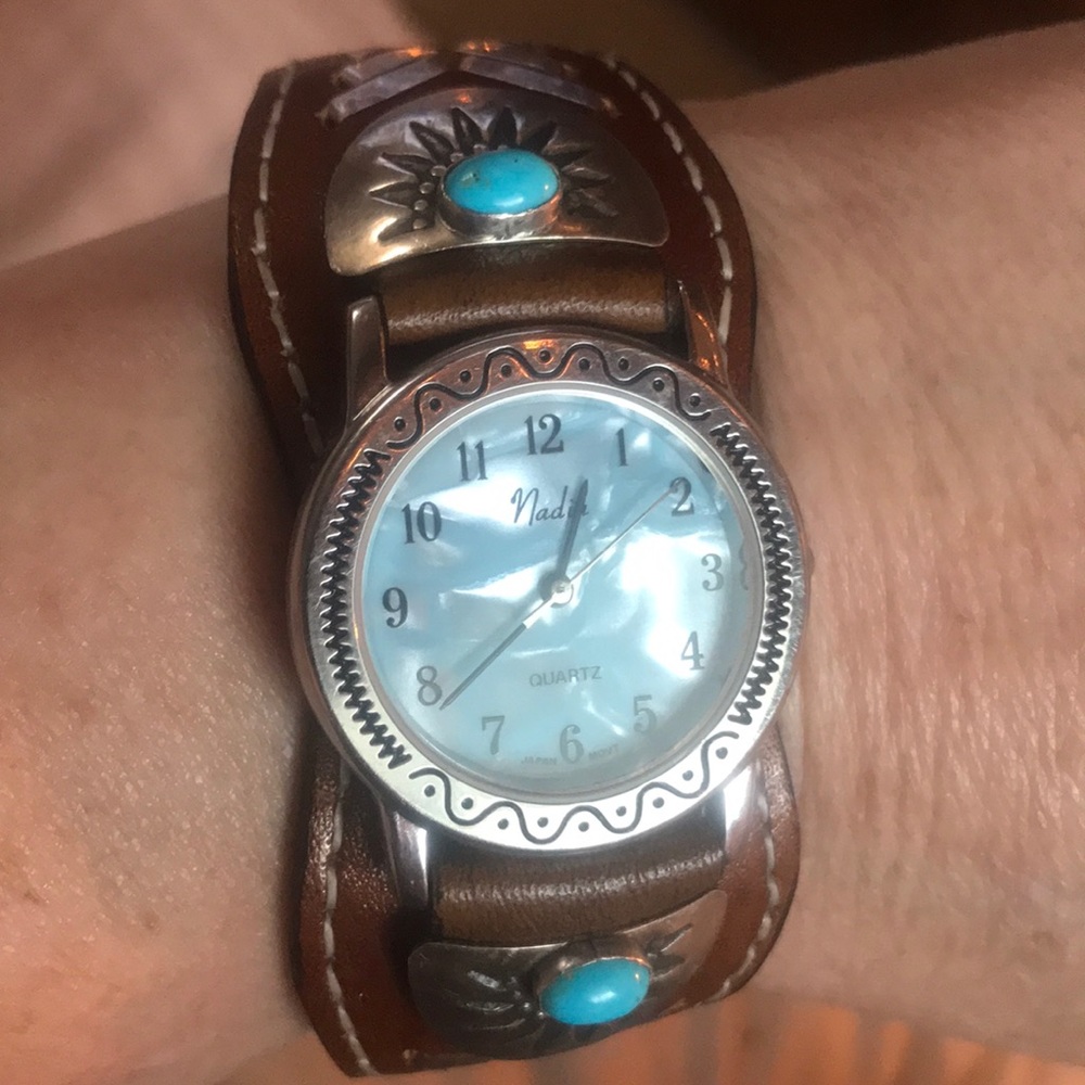Western Style Nadia leather cuff watch